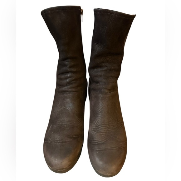 Arche Brown Suede & Leather Wedge Ankle Boots Zipper Closure - Picture 3 of 10